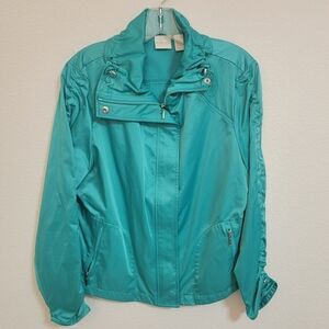 Chico's Teal/Mint Utility Jacket with High Collar